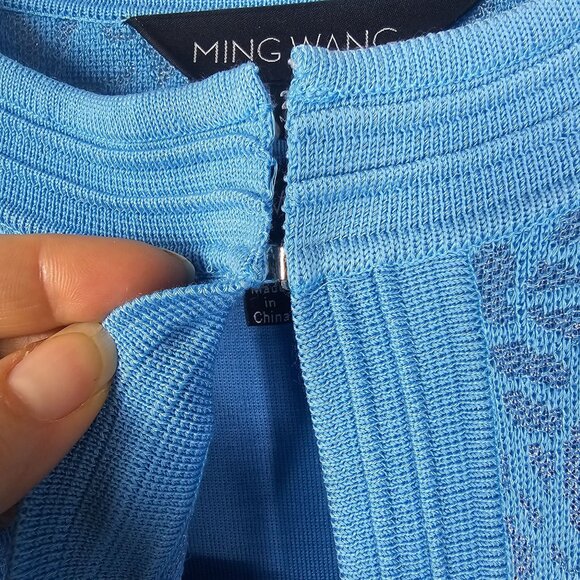 Ming Wang Sky Blue Burnout Jacket & Shell Set 2X/1X 3/4 Sleeve One Hook Luxury - Picture 8 of 15